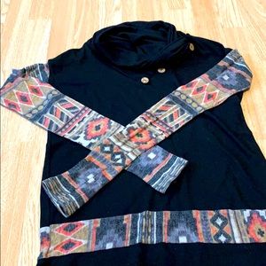 Boutique, cowl neck, Aztec print sweatshirt!